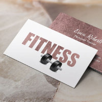 Fitness Personal Trainer Rose Gold Typography Business Card