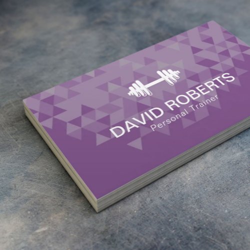 Fitness Personal Trainer Trendy Geometric Purple Business Card