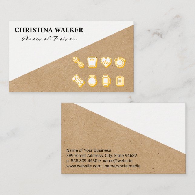 Fitness | Personal Training Tools Icons Business Card (Front/Back)