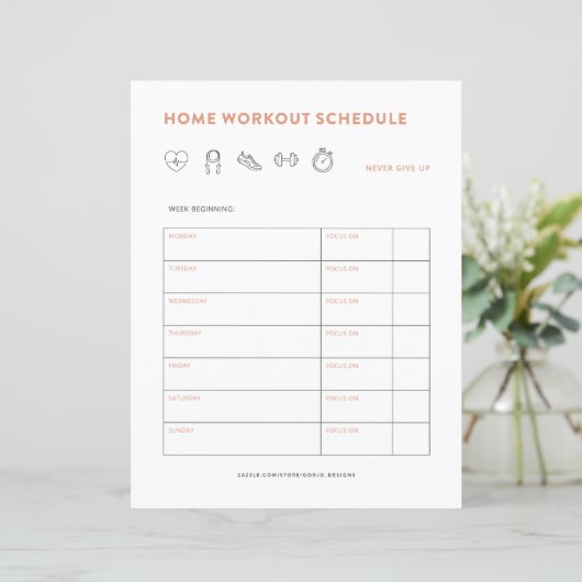 Fitness Planner Home Workout Exercise Tracker (Standing Front)