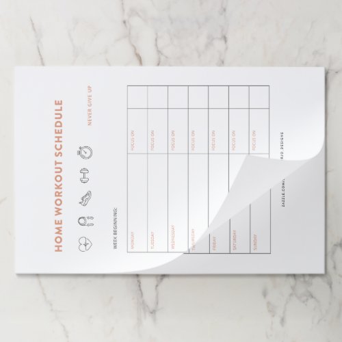 Fitness Planner Home Workout Exercise Tracker Paper Pad