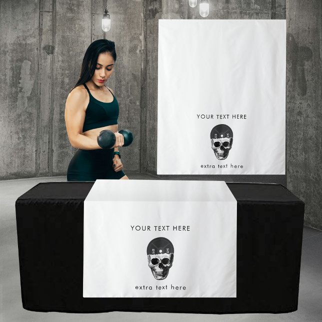 Fitness Pop Up Shop Table Runner Sign Business Tapestry (Pop Up Shop Table Runner Sign Business Weights Gym Tapestry)