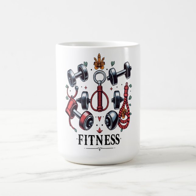 Fitness Power – Strength, Energy & Dedication Coffee Mug (Center)