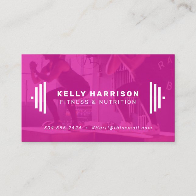 Fitness pro modern business card with photo (Front)