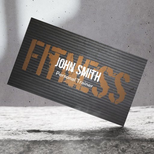 Customizable Fitness Professional Grunge Metal Personal Trainer Business Card