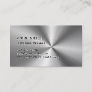 Fitness Professional Metal Personal Trainer Business Card
