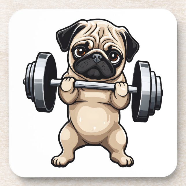 Fitness Pug Beverage Coaster (Front)