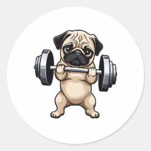 Fitness Pug Classic Round Sticker