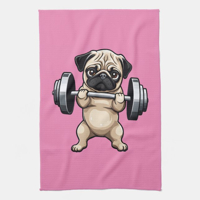 Fitness Pug Kitchen Towel (Vertical)