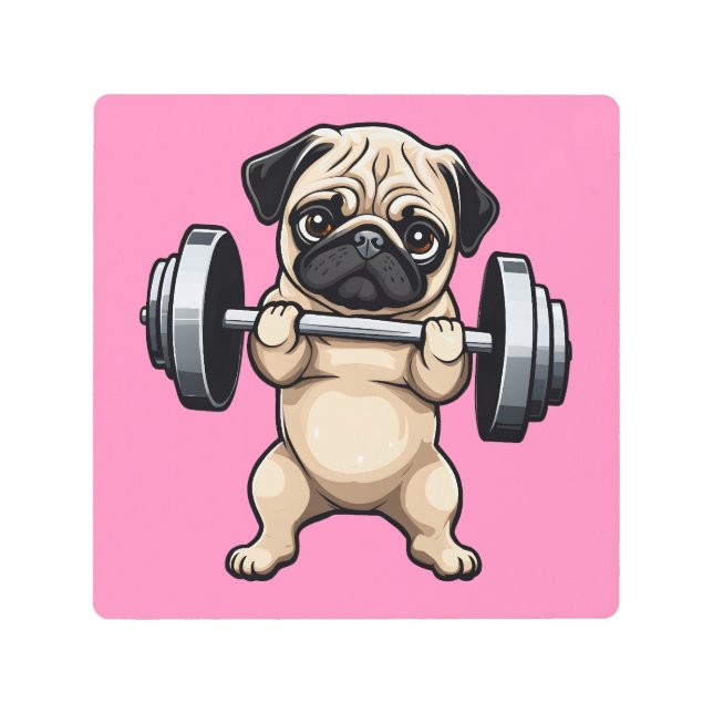 Fitness Pug Metal Print (Front)