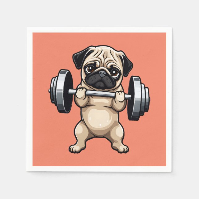 Fitness Pug Napkins (Front)