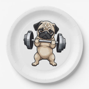 Fitness Pug Paper Plates