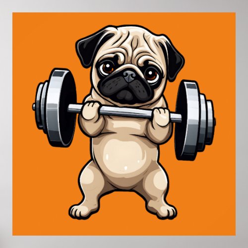 Fitness Pug Poster