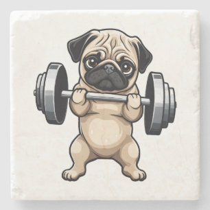 Fitness Pug Stone Coaster
