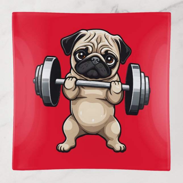 Fitness Pug Trinket Tray (Front)