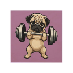 Fitness Pug Wood Wall Art