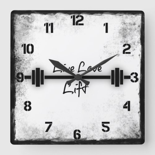 Fitness Quote Live Love Lift Square Wall Clock