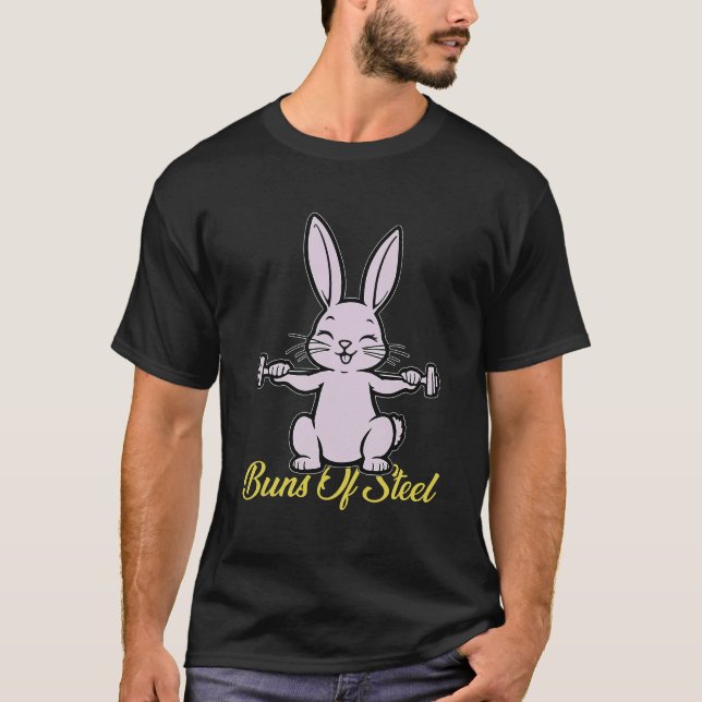 Fitness Rabbit Lover Gym Workout Funny Bun T-Shirt (Front)