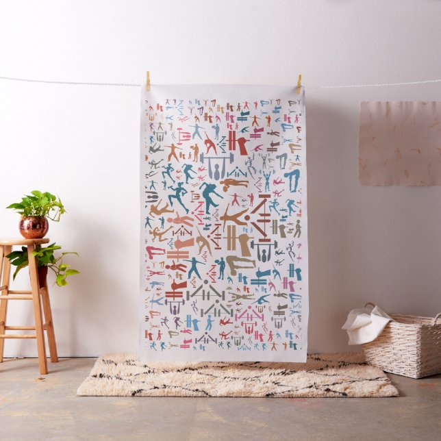 Fitness related symbols background fabric (In Situ)