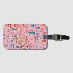 Fitness related symbols background luggage tag