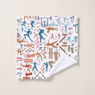 Fitness related symbols background wash cloth
