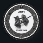 Fitness Room Gray Custom Large Clock<br><div class="desc">Gray fitness room Round Clock.</div>