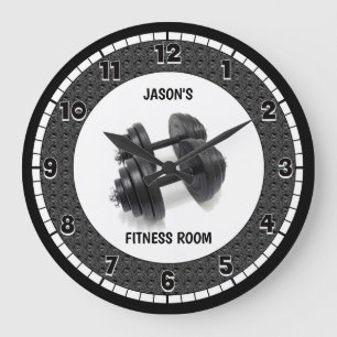 Fitness Room Gray Custom Large Clock