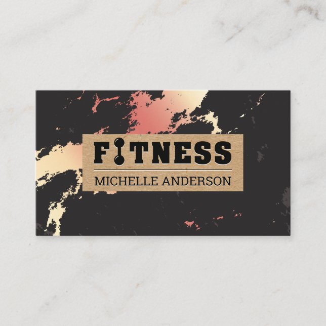 Fitness | Rose Gold Marble Business Card (Front)
