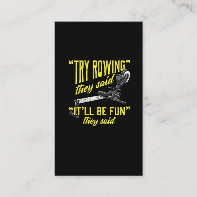 Fitness Rowing Humor Cardio Training Hater Business Card (Front)