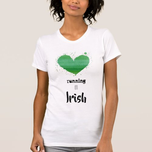   Fitness Running Watercolor Runner Irish Heart T_Shirt