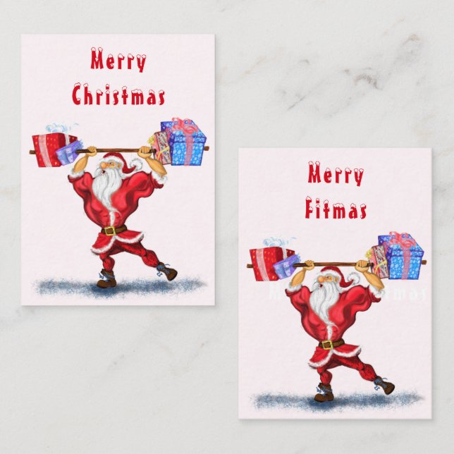 Fitness Santa Christmas Card Funny (Front/Back)