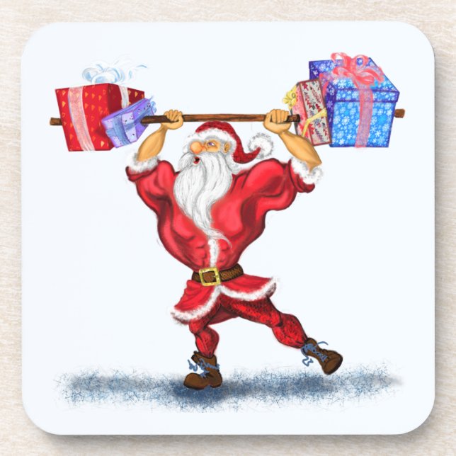 Fitness Santa Christmas Coasters (Front)