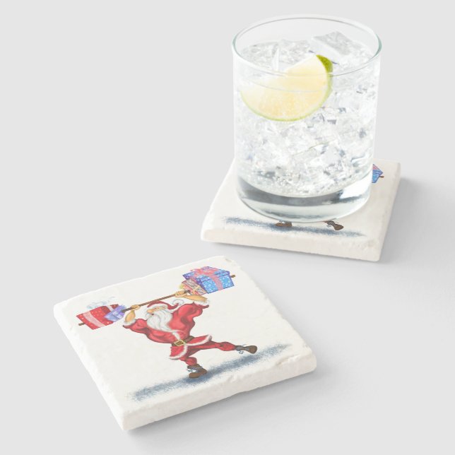 Fitness Santa Claus Stone Coaster (Side)