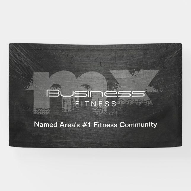 Fitness Scratched Dark Monogram Professional Banner (Horizontal)