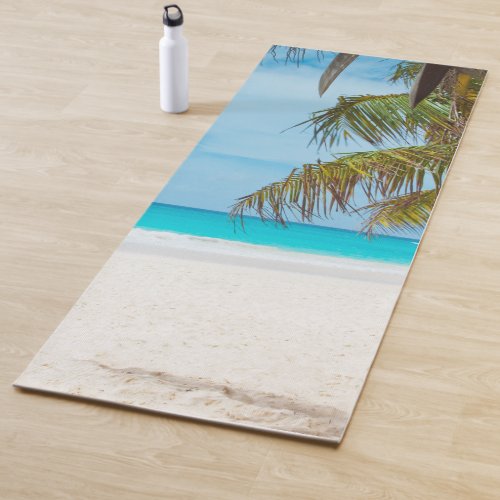 Fitness Sea Sand Palms Blue Sky Elegant Template Yoga Mat