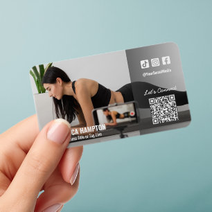 Fitness Social Media QR Code Photo Clear Business Cards