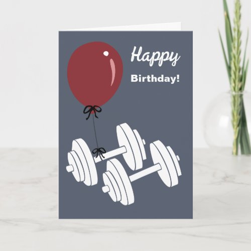 Fitness Studio Dumbbell & Balloon Happy Birthday