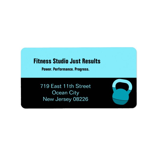Fitness Studio Name Specialty Kettlebell Address Label (Front)
