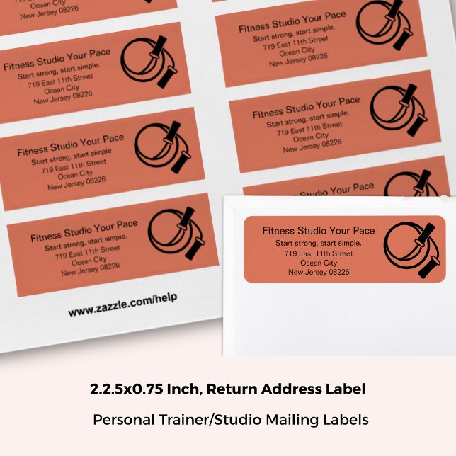 Fitness Studio Skipping Rope Orange Return Address Label (2.25x0.75 Inch, Fitness Studio Skipping Rope Orange Return Address Label)