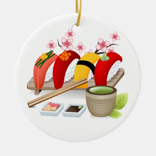 Fitness _ Sushi by SRF Ceramic Ornament