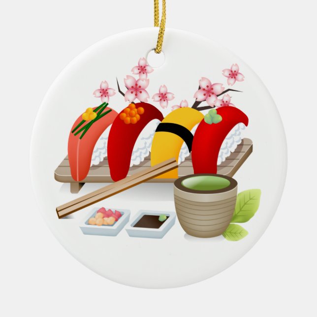 Fitness - Sushi! by SRF Ceramic Ornament (Front)