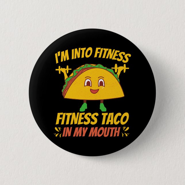 Fitness Taco Exercise Gym Button (Front)