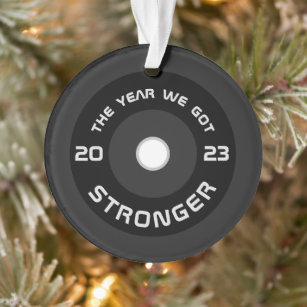 Fitness trainer barbell 2023 photo Christmas Ornament
