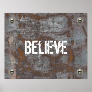 Fitness Trainer "Believe" Rusty Metal Motivational Poster