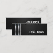 Fitness Trainer - Black Silver Stripes Mini Business Card (Front/Back)