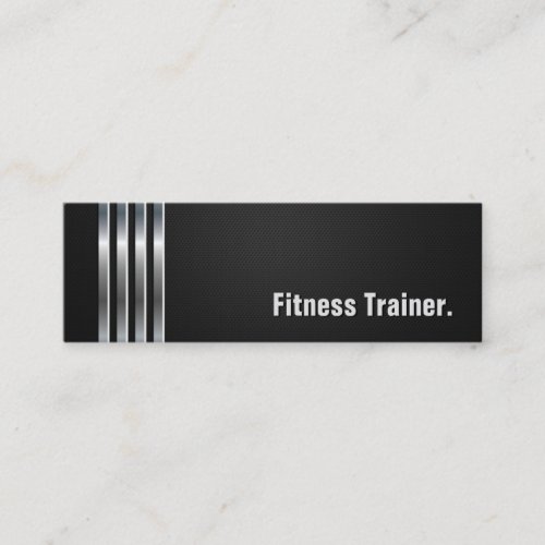 Fitness Trainer - Black Silver Stripes Business Card Template