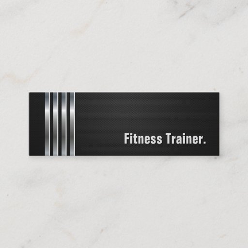Customizable Fitness Trainer - Black Silver Stripes Business Card Template