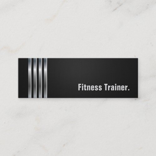 Fitness Trainer _ Black Silver Stripes Mini Business Card