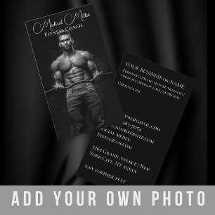 Fitness trainer body building coach instructor business card