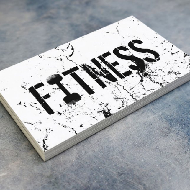 Fitness Trainer Bold Text Grunge Bodybuilding Business Card (Creator Uploaded)